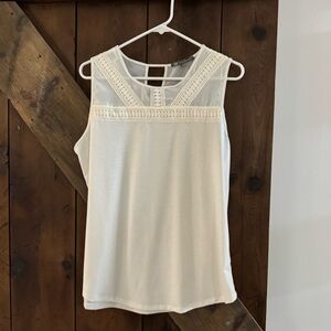 Beautiful Sheer Cream Colored Sleeveless Blouse